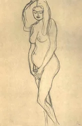 Akt einer Schwangeren nach links